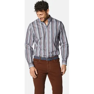 Langarmhemd BABISTA "Hemd TASSIBERI", Herren, Gr. L, weit, blau (blau gestreift), Obermaterial: 100% Baumwolle CO., Hemden Langarmhemd