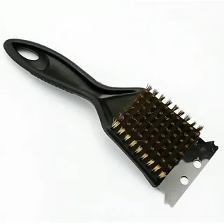 ConKrian 3-in-1-Grillbürste, Grillbürste aus Messingdraht mit Schaber, 20 cm, ergonomisches Design, extrem dichte Messingborsten, hitzebeständig und schonend zur Beschichtung des Grillrosts