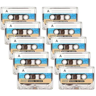 10 Stück Audio Kassetten Leer, Rauscharm Audiokassetten, Leere Kassetten, 60 Min Leerkassetten, Transparenter Kunststoff-Kassettenbandhülle für Vorlesungen, Seminare und Alltagsaufnahmen