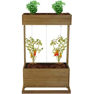 Hochbeet HWC-L72, Pflanzkasten Rankhilfe Pflanzkübel Blumenkasten, 145x85x50cm Outdoor Tanne Holz FS