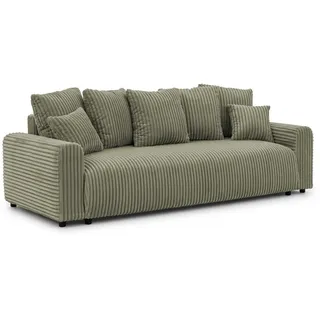 S-Style Schlafsofa Calma mit Bettkasten im Bumpy-Design aus weichem Olive Plüschcord , Olivgrün , Textil , Echtholz, Teilmassiv,Birke, Buche , Füllung: Polyetherschaumkern,Polyetherschaumkern , 239x88x98 cm , Blauer Engel, FSC Mix, Oeko-Tex®, Hergestellt in Europa , Babymöbel & Kindermöbel, Kinderzimmer & Jugendzimmer, Schlafsofas