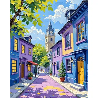 Malen nach Zahlen Erwachsene, Paint by Numbers Adult Malen nach Zahlen Erwachsene Leinwand London, DIY Handgemalt Ölgemälde Set mit Pinseln Acrylfarben als Geschenk für Wanddeko, Kein Rahmen (40×50cm)