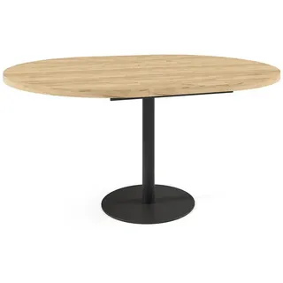 Feldmann-Wohnen Esstisch Borte Bianco Marmor / Schwarz 100/138 / 100 / 76cm , Weiß , Metall , Rund,Rund , Säule , 100x76x100 cm , Esszimmer, Esstische