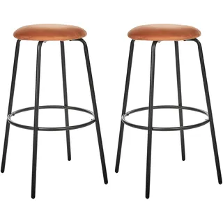 BELIANI Barhocker Orange Samt und Metall ohne Lehne mit Fußstützen Retro Design Sitzmöbel Wohnzommer Küche Bar Wohnküche Ausstattung - Orange, Schwarz