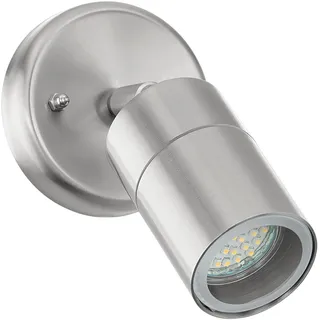 EGLO LED Außen-Wandlampe Robledo, 1 flammige Außenleuchte | Wandspot aus Edelstahl in Silber und Glas, GU10 Fassung, IP44
