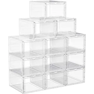 Hansiro Schuhbox Schuhorganizer 12Er-Set , Transparent , Kunststoff , 33x25.5 cm , Garderobe, Schuhaufbewahrung, Schuhregale