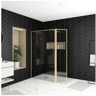 Marwell Walk-In-Dusche 120 x 200 cm gold mit schwenkbarer Flügeltür