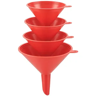 Mulbijeo 4-teiliges Trichter Set, BPA-frei, Küchentrichter mit Aufhängeloch, Öltrichter Geeignet für Flüssigkeiten, Öl, Soßen, Gewürze, Multifunktionale Trichter Groß für Küche und Auto Ölwechsel