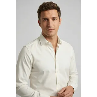 Businesshemd OLYMP "Level Five body fit", Herren, Gr. 41, N-Gr, beige (hellbeige), Web, Obermaterial: 97% Baumwolle, 3% Elastolefin, 2-Knopf-Manschette, Hemden Businesshemd, schlichtes Design