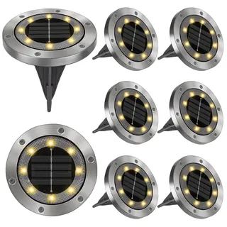 Opard 8 Stück Solar Bodenleuchten Aussen, 8 LED Solarlampen für Außen Garten Solar Gartenleuchte Bodenleuchten IP65 Wasserdichte Bodenstrahler Geeignet für Gärten, Innenhöfe, Rasenflächen, Terrassen
