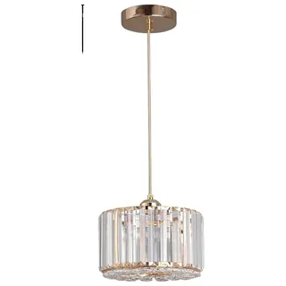 Moderne Kristall-Deckenleuchte, höhenverstellbar, elegantes Design, Modell D-Gold, Keine Glühbirnen - Gold