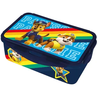p:os PAW Patrol - Brotdose für Kinder mit 2 herausnehmbaren Einsätzen, Lunchbox aus Kunststoff mit 4 Clip-Verschlüssen, Vesperdose für Kindergarten, Schule und Freizeit