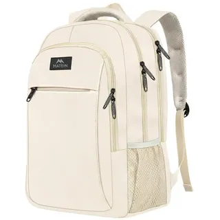 MATEIN Laptop Rucksack Damen 15,6 Zoll Notebook Arbeitsrucksack Elegant mit USB Ladeanschluss und Laptopfach Schulrucksack Herren Reisen Business, Beige