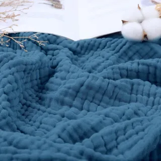 Vgpbphj Musselin Decke – 100% Musselin Baumwolle, 6-lagige Sanfte Musselindecke Sommer, Musselin Bettwäsche für Erwachsene Baby as Cuddly Blanket, Sofa, Bed, Couch Throw (Dunkelblau, 200 * 230cm)