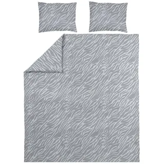 Meyco Home Zebra Bettwäsche Doppelbett (Baumwolle, atmungsaktives Material, einfache Pflege, perfekte Passform, praktischer Einschlagstreifen, Maße: 200 x 200/220 cm), Grau