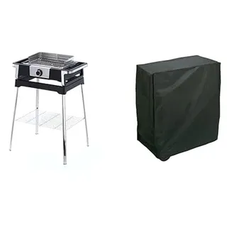 SEVERIN SENOA DigitalBOOST S Elektrogrill mit Untergestell,Edelstahl/Schwarz, PG 8118 & AA236 Schutzhülle für Grill, rechteckig, PEVA (Polyethylen-Vinylacetat), Schwarz, 90 x 65 x 90 cm