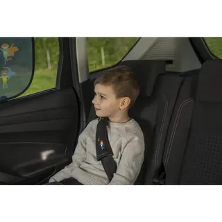 cartrend Gurtpolster-Set HERO,​​ mit angenehmem Stoff, buntes Design für Kinder, einfache Montage, flexible Positionierung, 2 Stück, grau