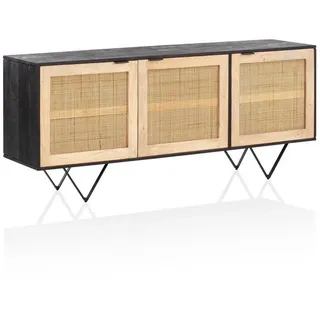 Wohnling Sideboard 175 x 75 x 45 cm schwarz / hellbraun