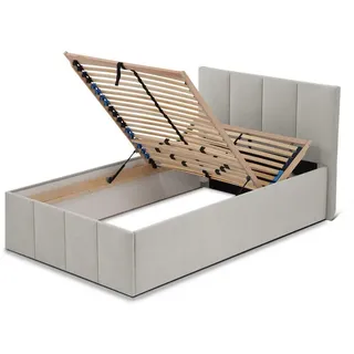 Halmon Schlafkomfort Betten Polsterbett Dalas Grau 120 x 200 x 40 cm Bettkasten Mit hochwertiger Matratze H2 (bis 100 kg) und Lattenrost , Holz , H2 , Höhe ca. 21 cm , 120x200 cm , Schlafzimmer, Betten, Polsterbetten