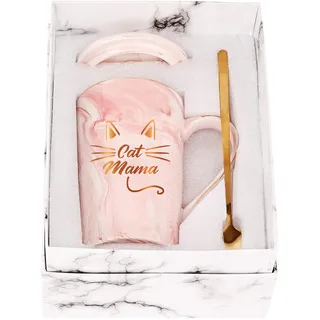 Katzen-Mama-Becher Kaffeetasse Neuheit Katzengeschenke für Mutter Katzenliebhaber Geburtstag Muttertagsgeschenke von Tochter Sohn 400ml Rosa