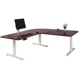 Eck-Schreibtisch HWC-D40, Computertisch elektrisch höhenverstellbar 178x178cm 84kg MVG Kirsch-Nachbildung, weiß - Braun
