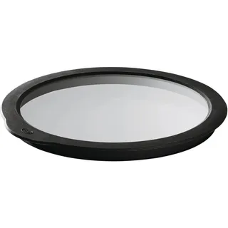 Rösle Frischhaltedeckel Glas, Glasdeckel mit Silikonrand zum Verschließen von Schüsseln und Töpfen, spülmaschinengeeignet, 16 cm Clear/Black Glass/Silicone
