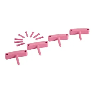 Vikan 4 x Haken, 8 x Stifte, passend zu Vikan Wandhalterungen, Farbe: pink