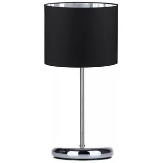 Tischlampe Schwarz-Silber Lampe Leuchte aus Velours Vintage Modern E27 Designerlauchte 1-flammig N230-GL1-SS - Schwarz, Silber