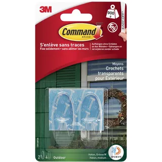 3M Command Haken M für den Außenbereich in ovaler Form Transparent Inhalt: 2 St.