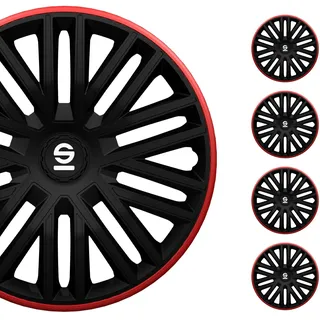 Sparco Radzierblenden Bergamo - 15-Zoll - Schwarz/Rot - Satz mit 4 Stück