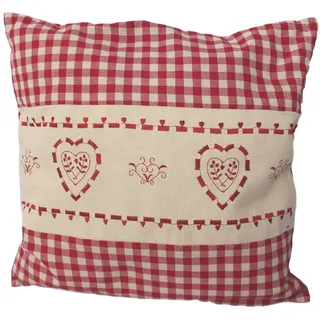 myZirbe Zirbenkissen rot kariert mit Herz Stickerei befüllt mit Zirbenflocken aus Zirbenholz in extra Inlett Größe 40x40 cm