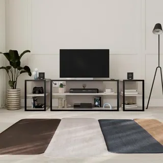 TV-Tischset + 2 Beistelltische Houseland Echo mokka/schwarz - Beige