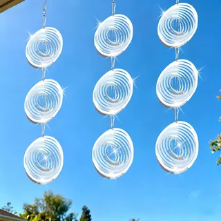 9PCS Sonnenfänger, Vogelabwehr Windspiel Wetterfest and Langlebig,3D Windspiel aus Edelstahl zur Vogelabwehr für Garten,Balkon & Teich, Effektive Tauben