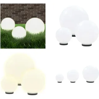 vidaXL LED Gartenleuchten Set 3 tlg. Kugelförmig 20/30/40 cm PMMA - Kugelleuchte - Kugelleuchten - Kugellampe - Kugellampen - Weiß