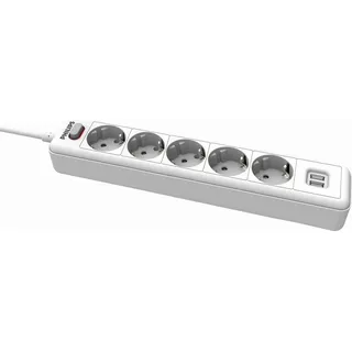 Philips 5-fach Steckdose - SPN3052WB/10 - 230V - Weiß - mit USB - Hauptschalter - Weiß