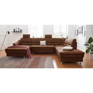 sit&more Wohnlandschaft »Cardoso U-Form« mit Federkern und Kopfstützen, mit Bettfunktion und Relaxfunktion, braun