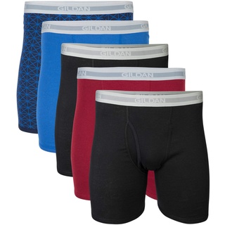 Gildan Herren Unterwäsche Boxershorts, Multipack Retroshorts, Schwarz/Granat/Königsblau/Diamant (5er-Pack, Klassische Länge), XX-Large