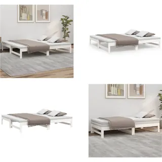 vidaXL Tagesbett Ausziehbar Weiß 2x(90x190) cm Massivholz Kiefer - Tagesbett - Tagesbetten - Schlafsofa - Gästebett - Weiß