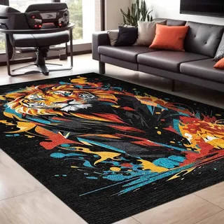 bamyum Lions Gamer Bedruckter Teppich Chenille-Druck Maschinell Hergestellt für Spielzimmer, Gamer-Teppiche für Schlafzimmer, Videospiel Waschbarer Gaming Teppich 200x300