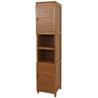 Mendler Teak-Hochschrank HWC-M87, Badschrank Badregal Badezimmer, hochwertiges B-Grade-Teak (Kernholz, 20-30 Jahre), 180x40cm