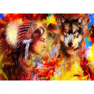 Grafika Puzzle The Indian Woman and the Wolf - 500 Teile Puzzle