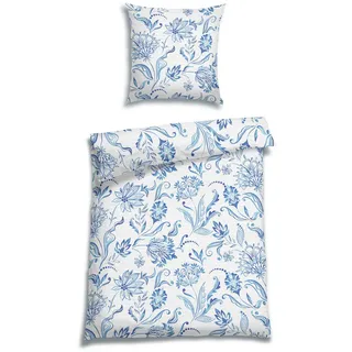 Florella Bettwäsche , Blau , Textil , Vintage , 135x200 cm , bügelfrei, pflegeleicht, atmungsaktiv, hautfreundlich, schadstoffgeprüft , Heimtextilien, Bettwäsche & Leintücher, Bettwäsche, Seersucker-Bettwäsche