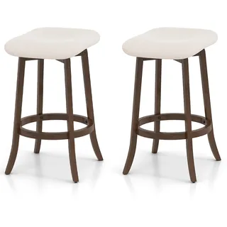Costway FANTASK 60° Drehbar Barhocker 2er Set, Bar Hocker Holz 74cm mit Fußstütze, Moderner KüChenhocker gepolstert, Küchenhocker Vintage