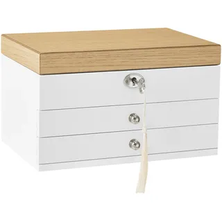 Songmics Schmuckkästchen Weiß/Nussbaumfarben