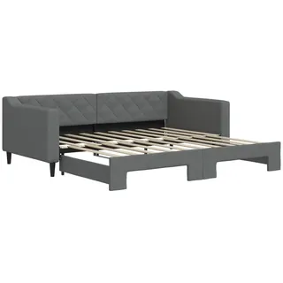 vidaXL Tagesbett Ausziehbar Dunkelgrau 90x190 cm Stoff - Grau