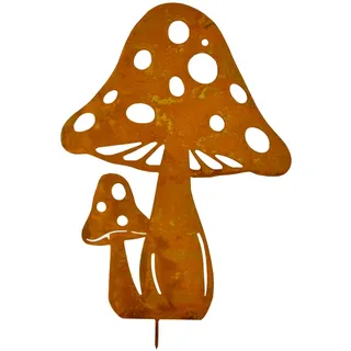 ALEMIN Rost Große Pilze Gartendeko, Roststecker Fliegenpilze, Metall Edelrost Pilzes Gartenstecker Herbst Rost Deko für Innen & Außen Garten Dekoration