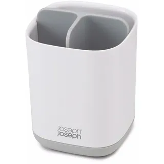 Joseph Joseph EasyStore Zahnputzbecher, kompakt, Behälter, Badezimmeraufbewahrung, Weiß/Grau Grau/Weiß