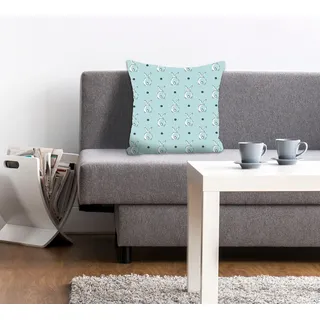 queence Dekokissen »Wayan« mit Hasen auf einer blauen Wiese, blau