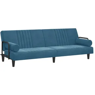 Schlafsofa mit Armlehnen Blau Samt - Blau