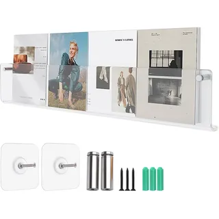 Hrokz Zeitungsständer Wand Acryl - 40cm/60cm/80cm/100cm Zeitungshalter Wand Ohne Bohren - Zeitschriftenständer Transparent Modern